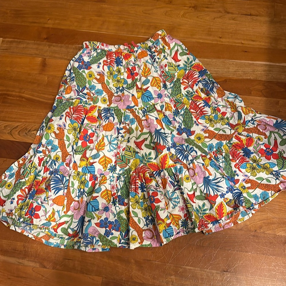 Boden Girls Red Pink Tiered Midi Skirt